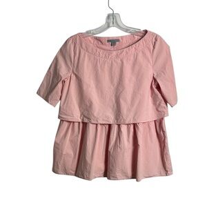 COS Light Pink 100% Cotton Layered Short Sleeve Blouse Minimalist Lagenlook 32